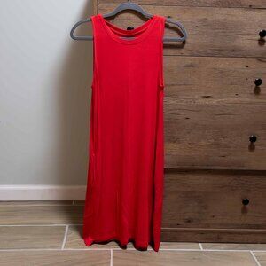 Red T-Shirt Dress with Pockets